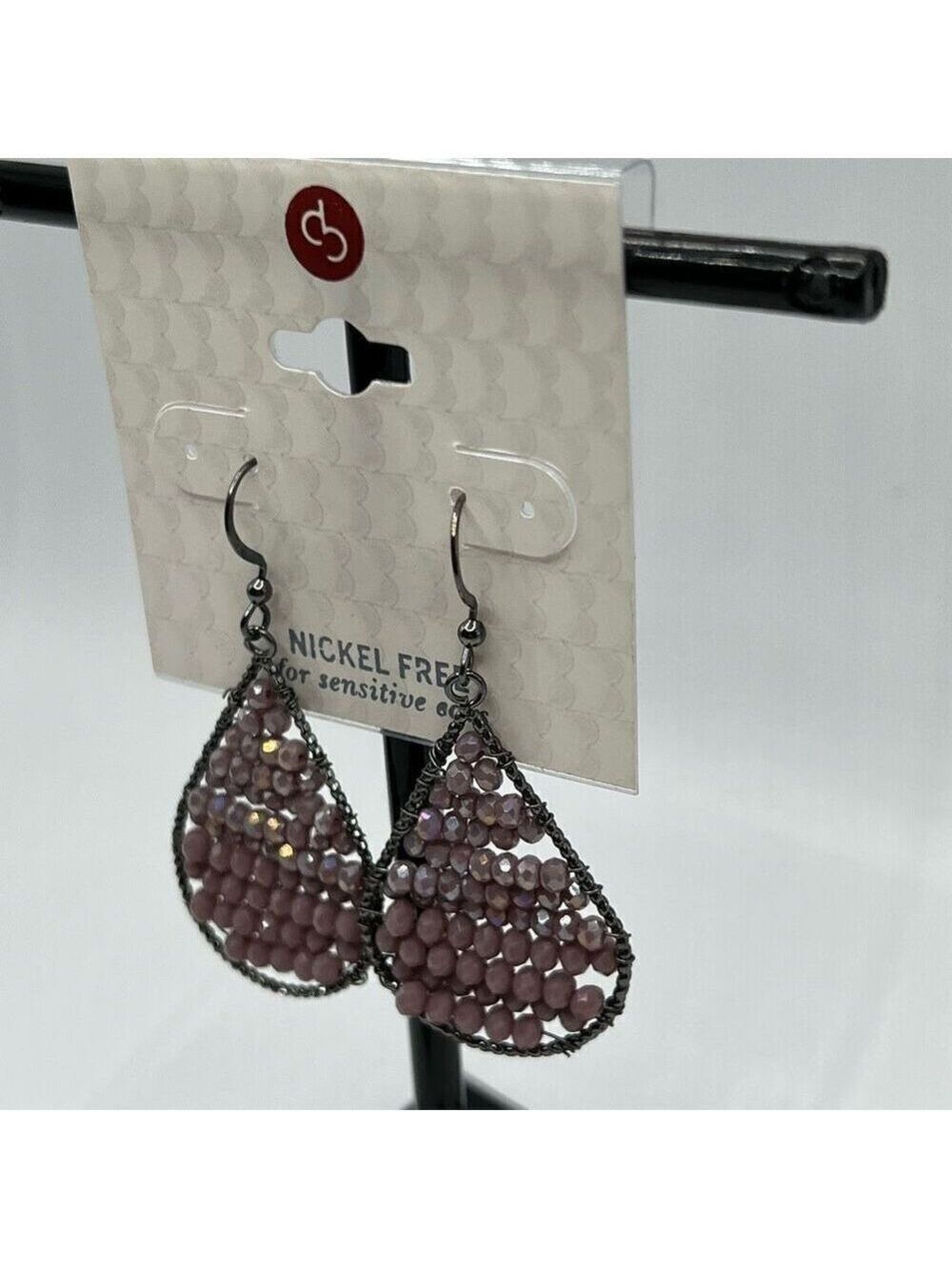 Dress Barn Antiqued Silver Mauve Seed Bead Tear Drop Earrings $16 ea or bundle 3